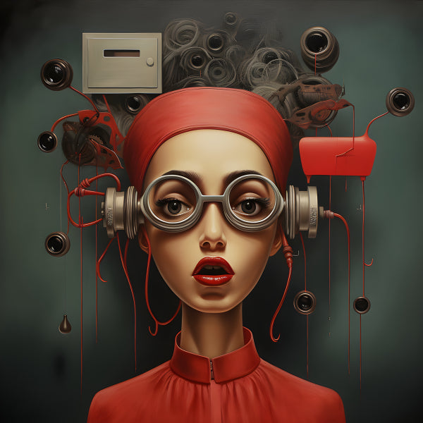 Vinyl Decal, Steampunk Woman Art Print Vintage Sci-Fi Surreal Wall Decor Unframed (5" x 7")