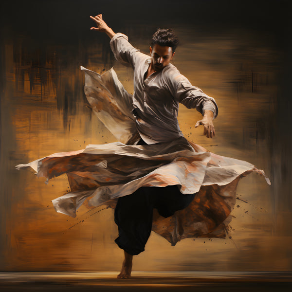 Vinyl Decal, Expressive Male Dancer in Flowing Attire Capturing Movement and Emotion on Stage or Stu