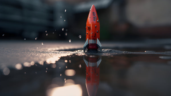 Vinyl Decal, Vibrant Orange and Silver Rocket Model | Detailed Miniature Space Shuttle Figurine (5" 