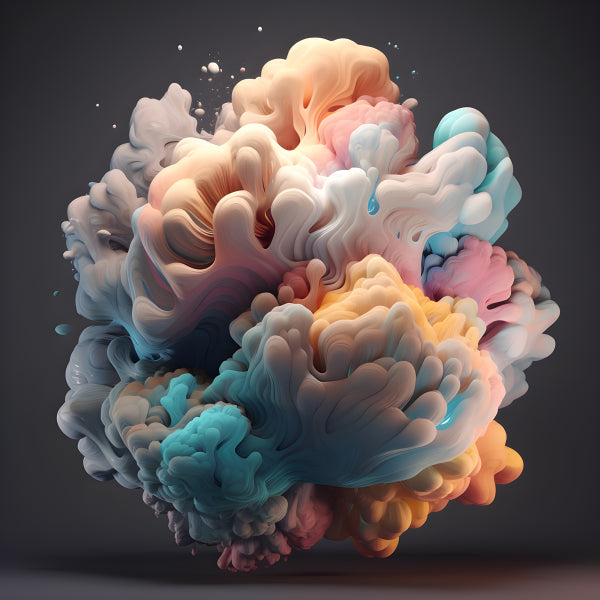 Vinyl Decal, Abstract Organic Colorful Cloud Burst Art Print, Modern Vibrant Smoke Explosion Wall De
