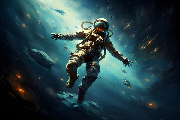Vinyl Decal, Astronaut Floating in Deep Space Galaxy Nebula Art Print Canvas Poster Wall Decor (5" x