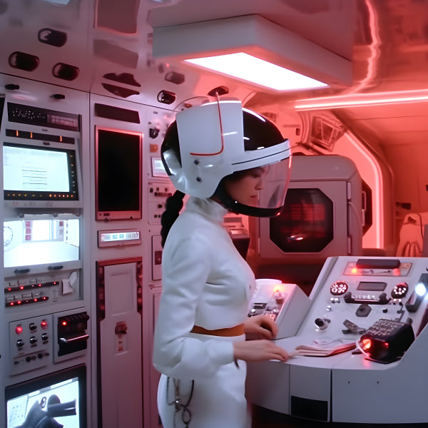 Vinyl Decal, Astronaut in Spaceship Control Room (5" x 7")
