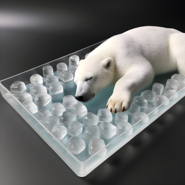 Vinyl Decal, Realistic Polar Bear Figurine on Ice Cube Tray - Adorable Miniature Animal Sculpture fo
