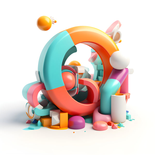 Vinyl Decal, Vibrant Abstract 3D Shapes Modern Art Digital Illustration Print, Colorful Home Decor (