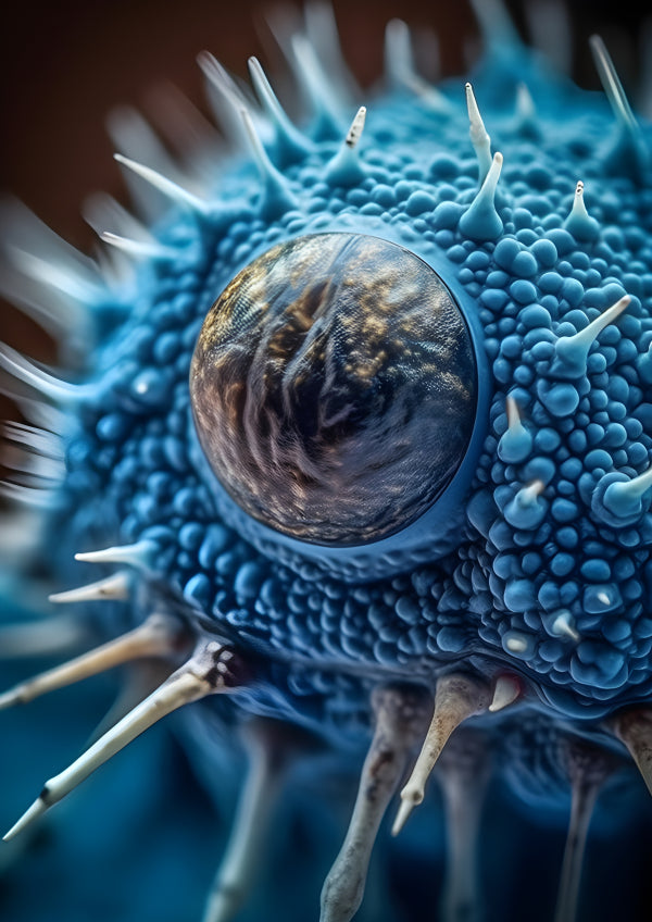 Vinyl Decal, Detailed Macro Shot of a Blue Spiky Marine Creature's Eye and Skin (5" x 7")