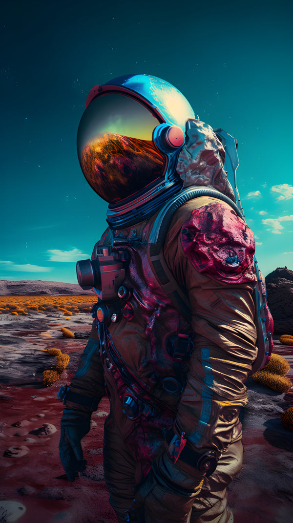 Vinyl Decal, Astronaut on Mars Exploration Mission Art Print Poster (5" x 7")