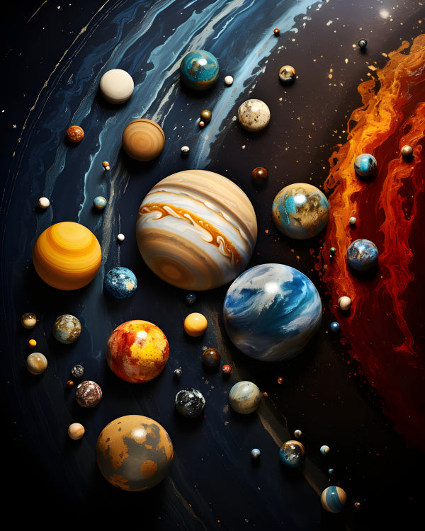 Vinyl Decal, Stunning Universe Solar System Planets Art Print, Vibrant Outer Space Decor (5" x 7")