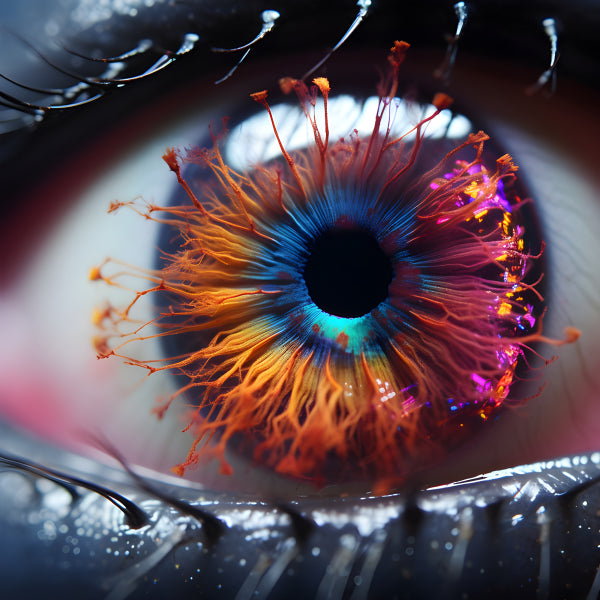 Vinyl Decal, Vibrant Psychedelic Human Eye Macro Art Print, Detailed Colorful Iris Wall Decor (5" x 