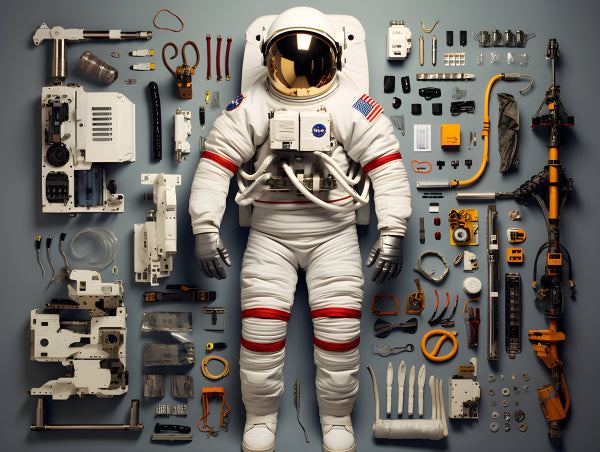 Vinyl Decal, Astronaut Spacesuit and Essential Equipment Display: Detailed View of Space Exploration