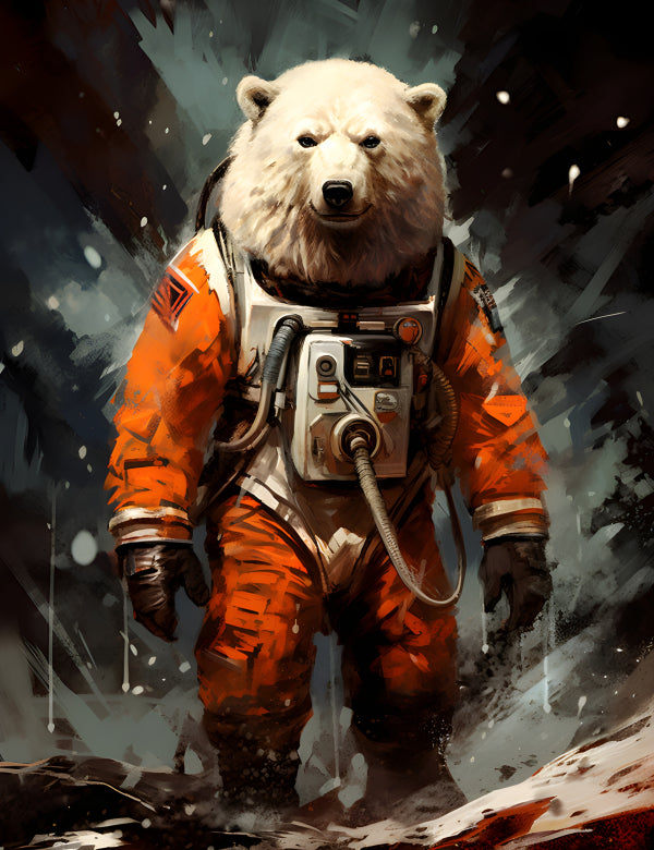 Vinyl Decal, Polar Bear Astronaut in Space Suit Art Print, Unique Sci-Fi Wildlife Wall Decor, Winter