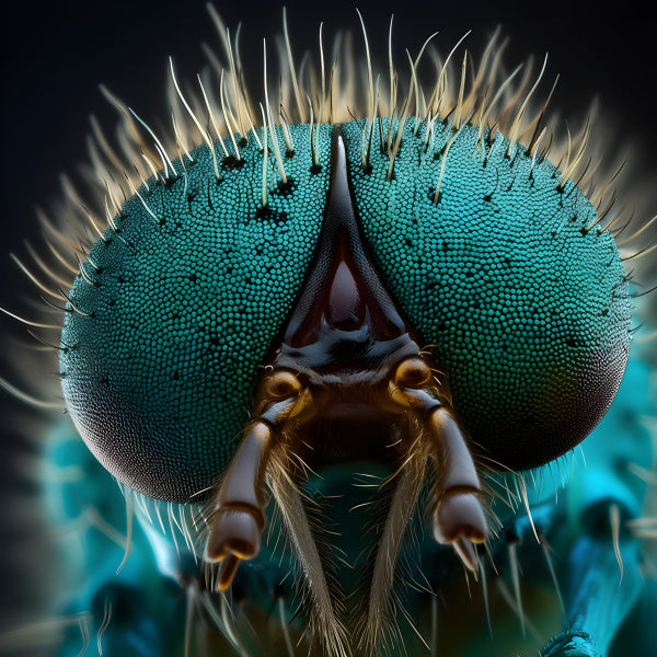 Vinyl Decal, High-Resolution Macro Photography Print: Extreme Close-Up of a Fly Face with Striking G