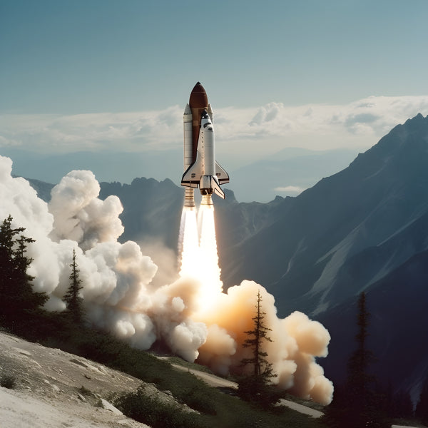 Vinyl Decal, Space Shuttle Launch Art Print (5" x 7")