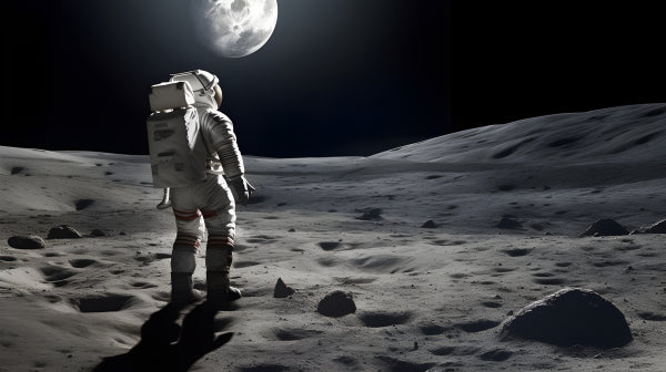 Vinyl Decal, Lone Astronaut on the Moon's Surface Gazing at Earth: A Stunning View of Space Explorat