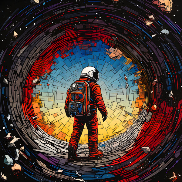Vinyl Decal, Astronaut Exploring Cosmic Wormhole Space Travel Science Fiction Art Print Poster Wall 
