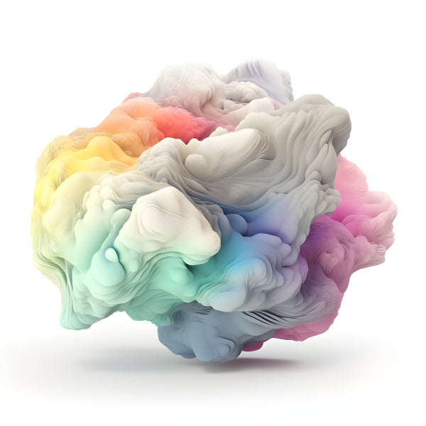 Vinyl Decal, Colorful Abstract Cloud Shape Art Print, Soft Ethereal Dreamy Pastel Smoke Background, 