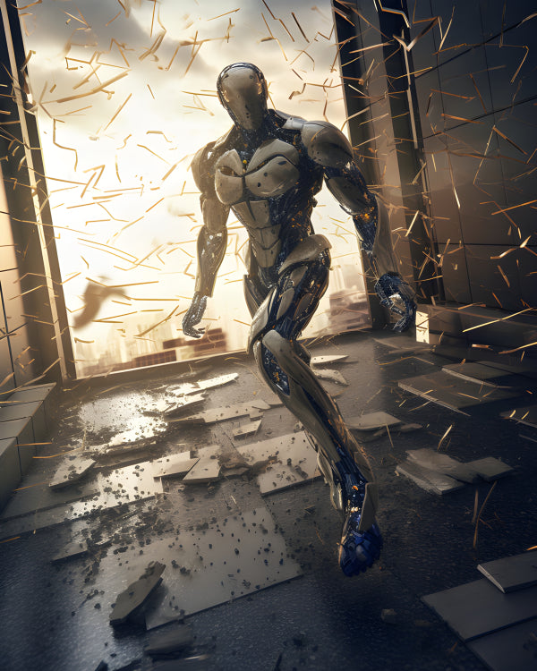 Vinyl Decal, Sci-Fi Cyborg Robot Action Figure Collectible Statue 3D Model Art Print (5" x 7")
