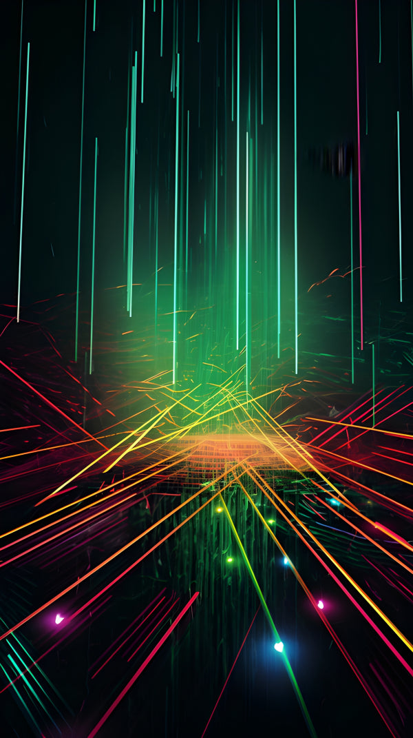 Vinyl Decal, Colorful Neon Laser Lines Abstract (5" x 7")