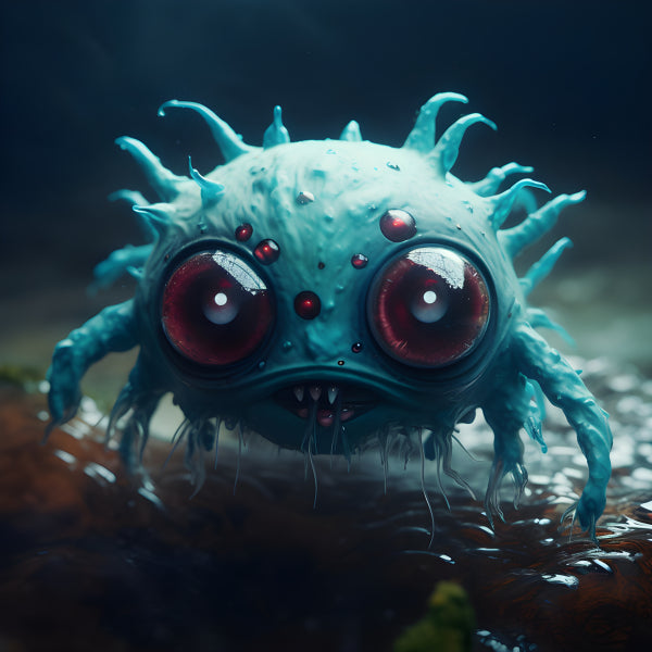 Vinyl Decal, Spiky Blue Monster Figurine Resin Art (5" x 7")