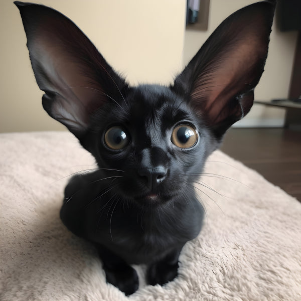 Vinyl Decal, Adorable Black Oriental Shorthair Kitten Stuffed (5" x 7")