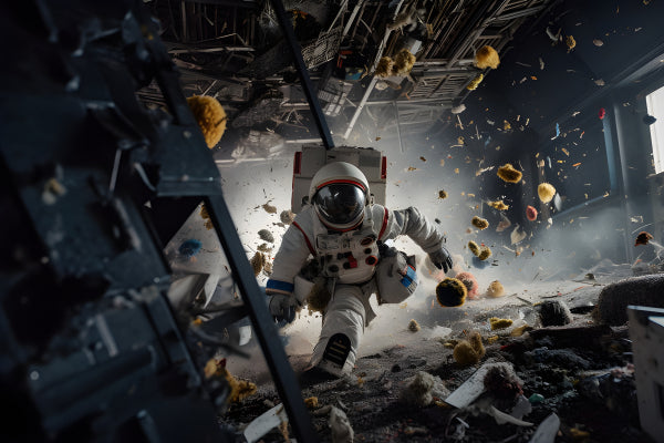 Vinyl Decal, Astronaut in Space Station Debris Art Print (5" x 7")