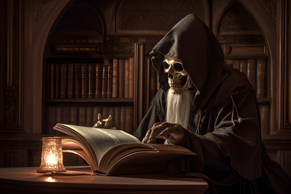Vinyl Decal, Gothic Horror: Mysterious Hooded Skeleton (5" x 7")