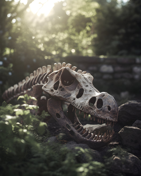 Vinyl Decal, Realistic T-Rex Skull Fossil Replica Model for Home or Garden Decor (5" x 7")