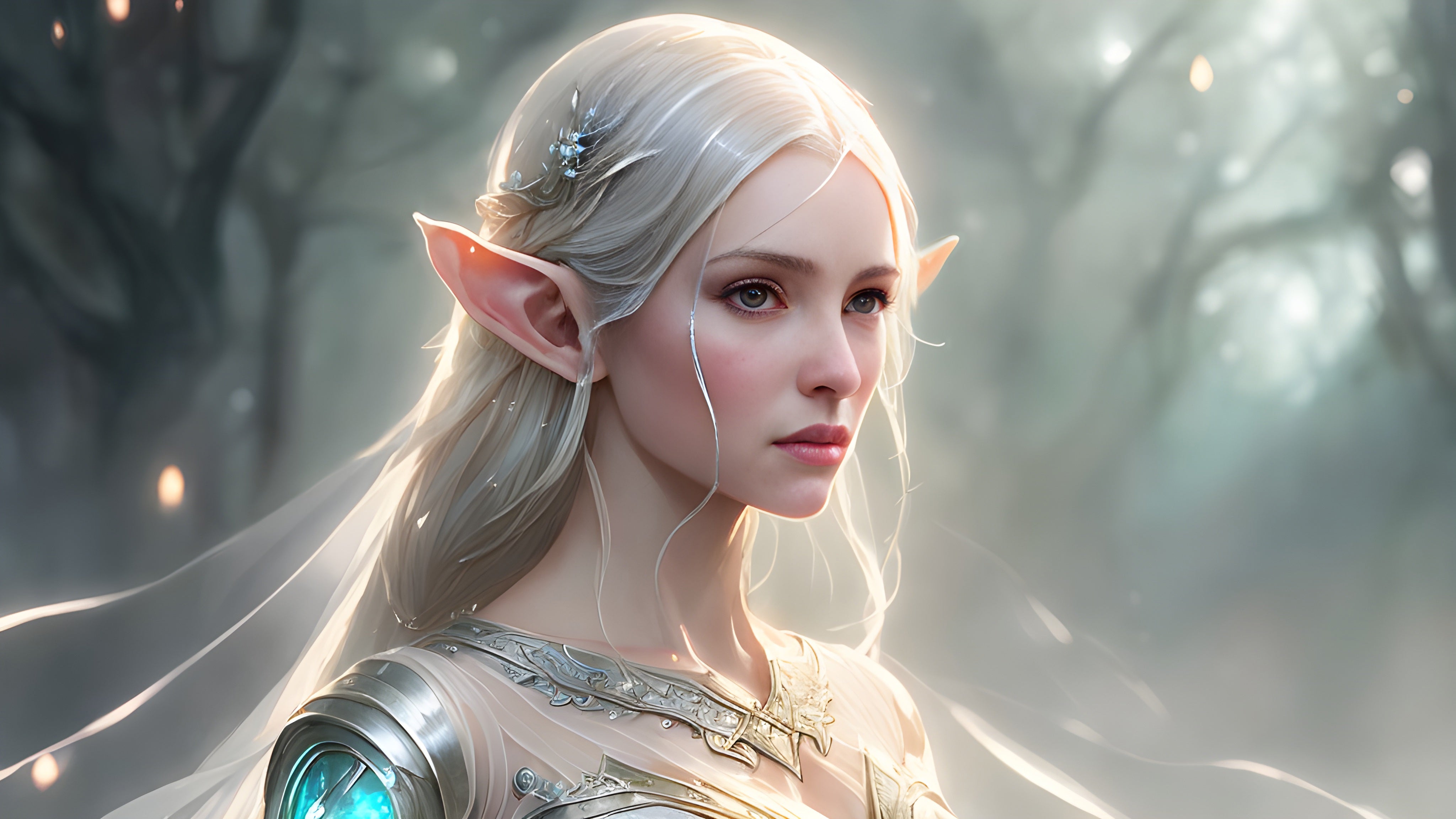 Vinyl Decal,Beautiful Elven Maiden White Hair Magical Forest Decor, 5 x 7 or 8 x 10 Inch Unframed Po