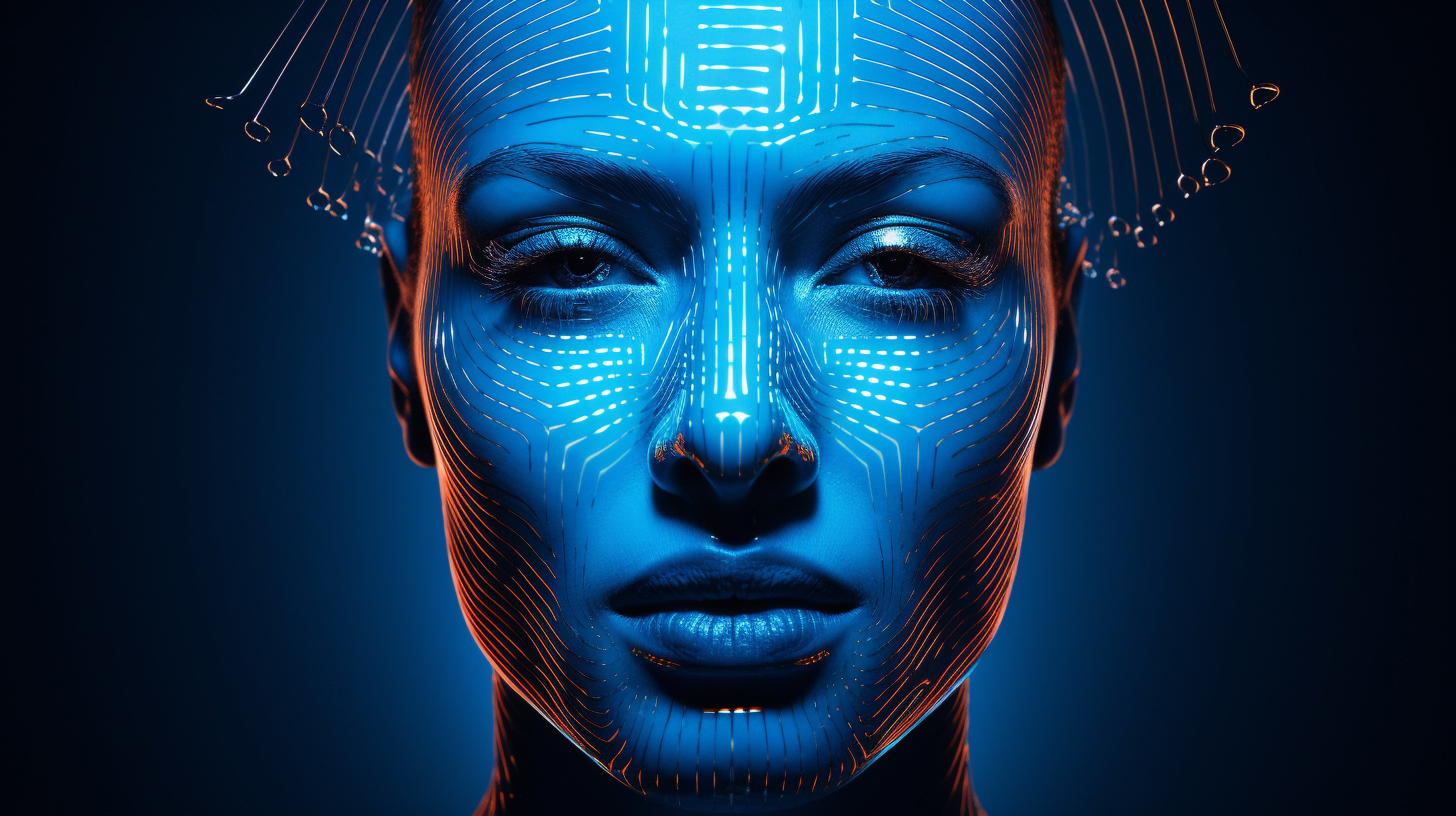 Vinyl Decal,Futuristic AI Woman Portrait Wall Art Robot Face Poster, 5 x 7 or 8 x 10 Inch Unframed P
