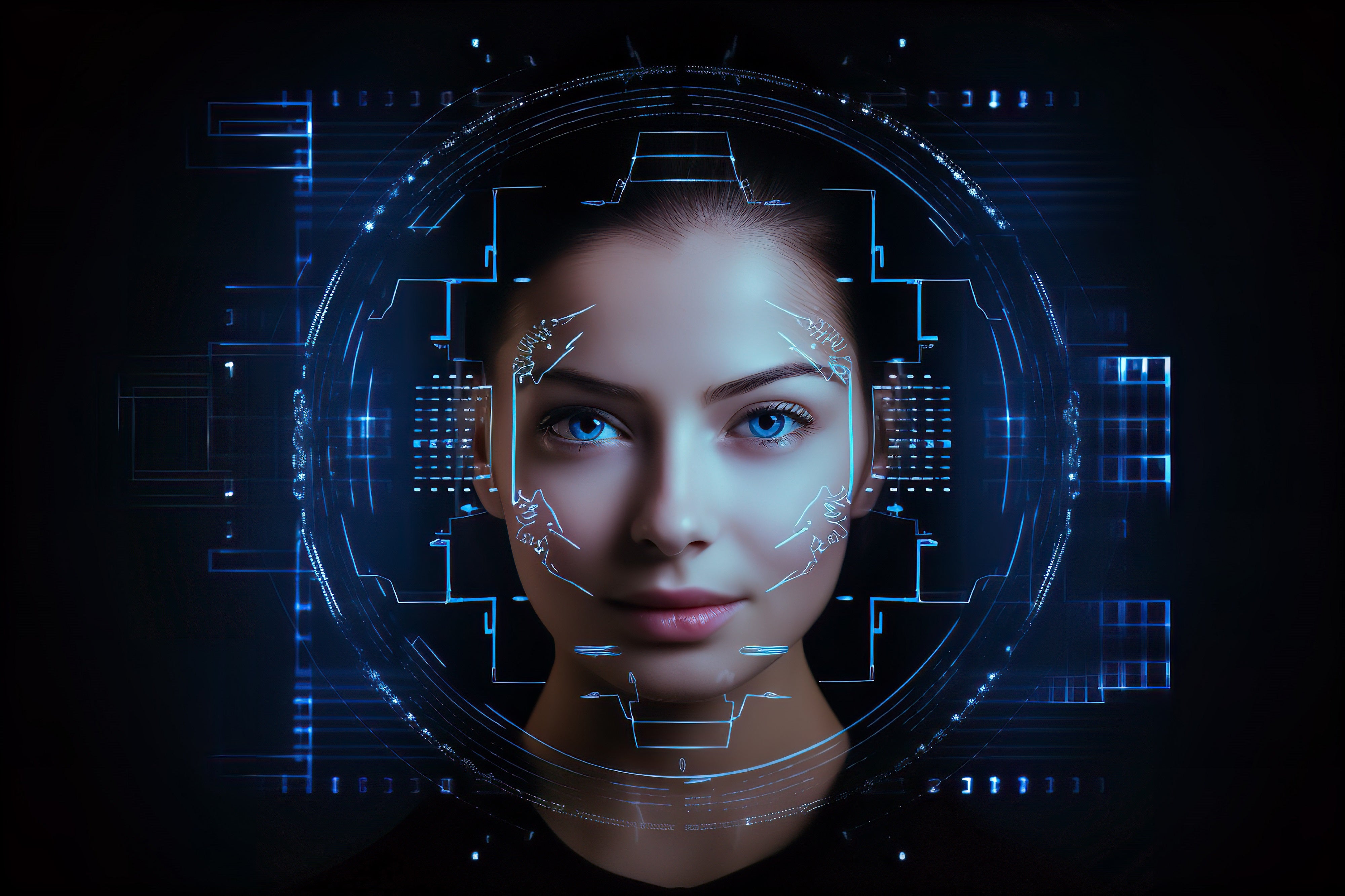 Vinyl Decal,Futuristic AI Biometric Face Scan Wall Art Digital Tech Poster, 5 x 7 or 8 x 10 Inch Unf