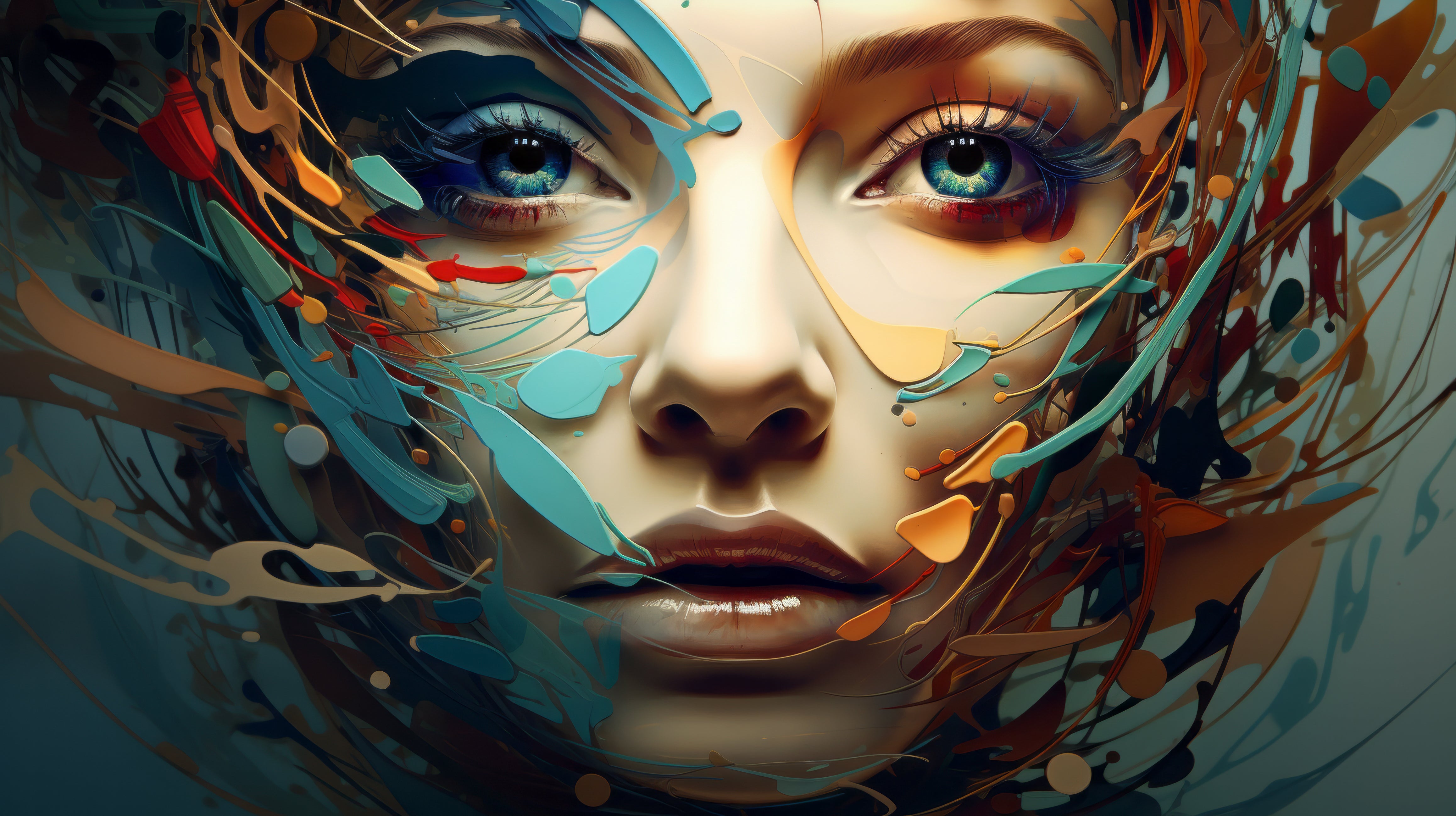 Vinyl Decal,Abstract Colorful Woman Face Wall Art Poster Modern Home Decor, 5 x 7 or 8 x 10 Inch Unf