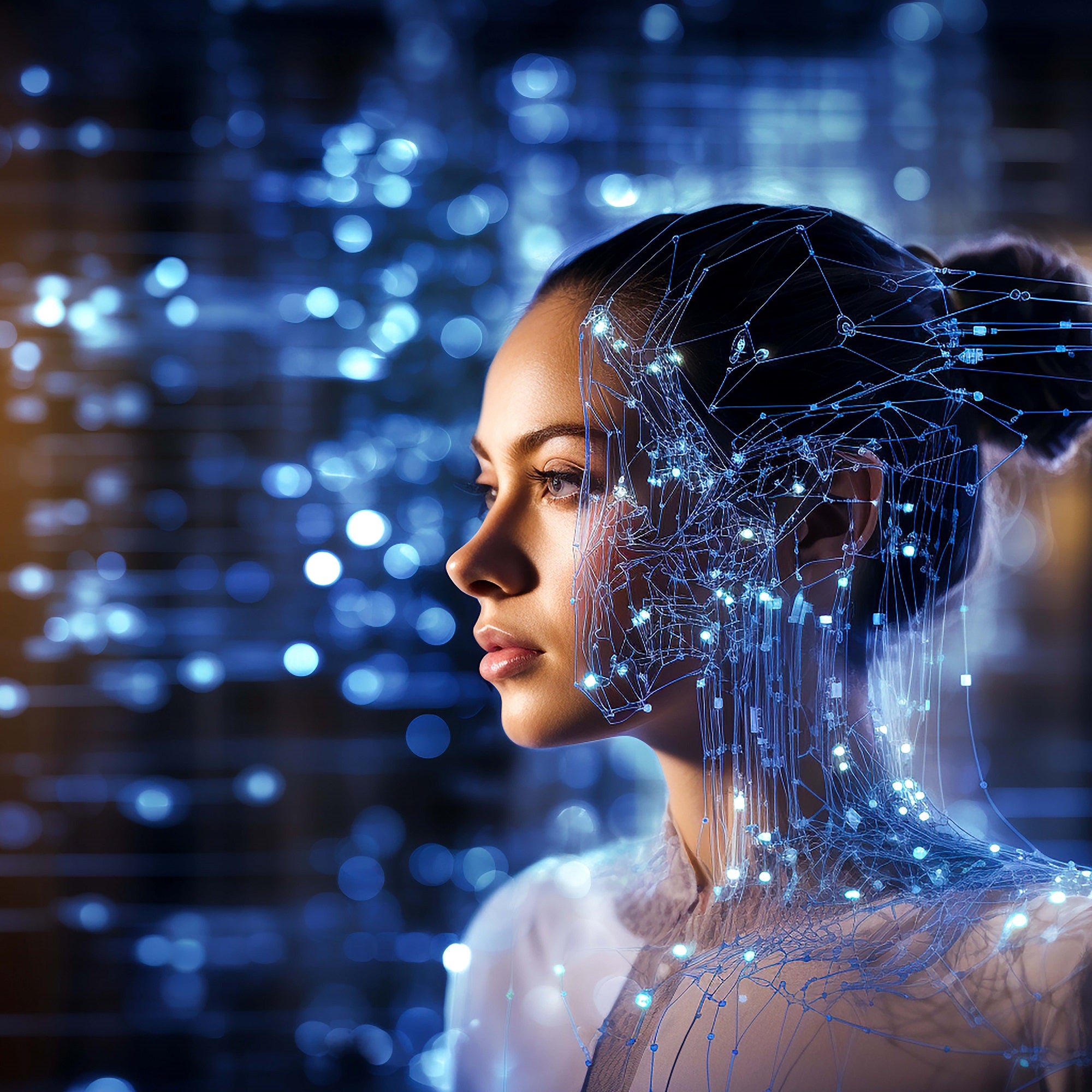 Vinyl Decal,Artificial Intelligence Woman Neural Network Wall Art Poster, 5 x 7 or 8 x 10 Inch Unfra