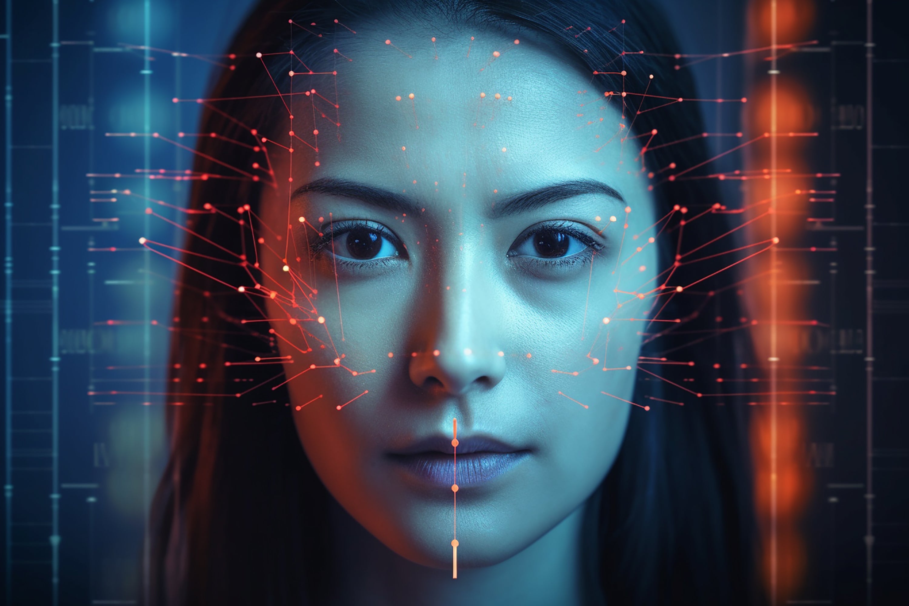 Vinyl Decal,Futuristic AI Face Recognition Technology Wall Art Poster, 5 x 7 or 8 x 10 Inch Unframed
