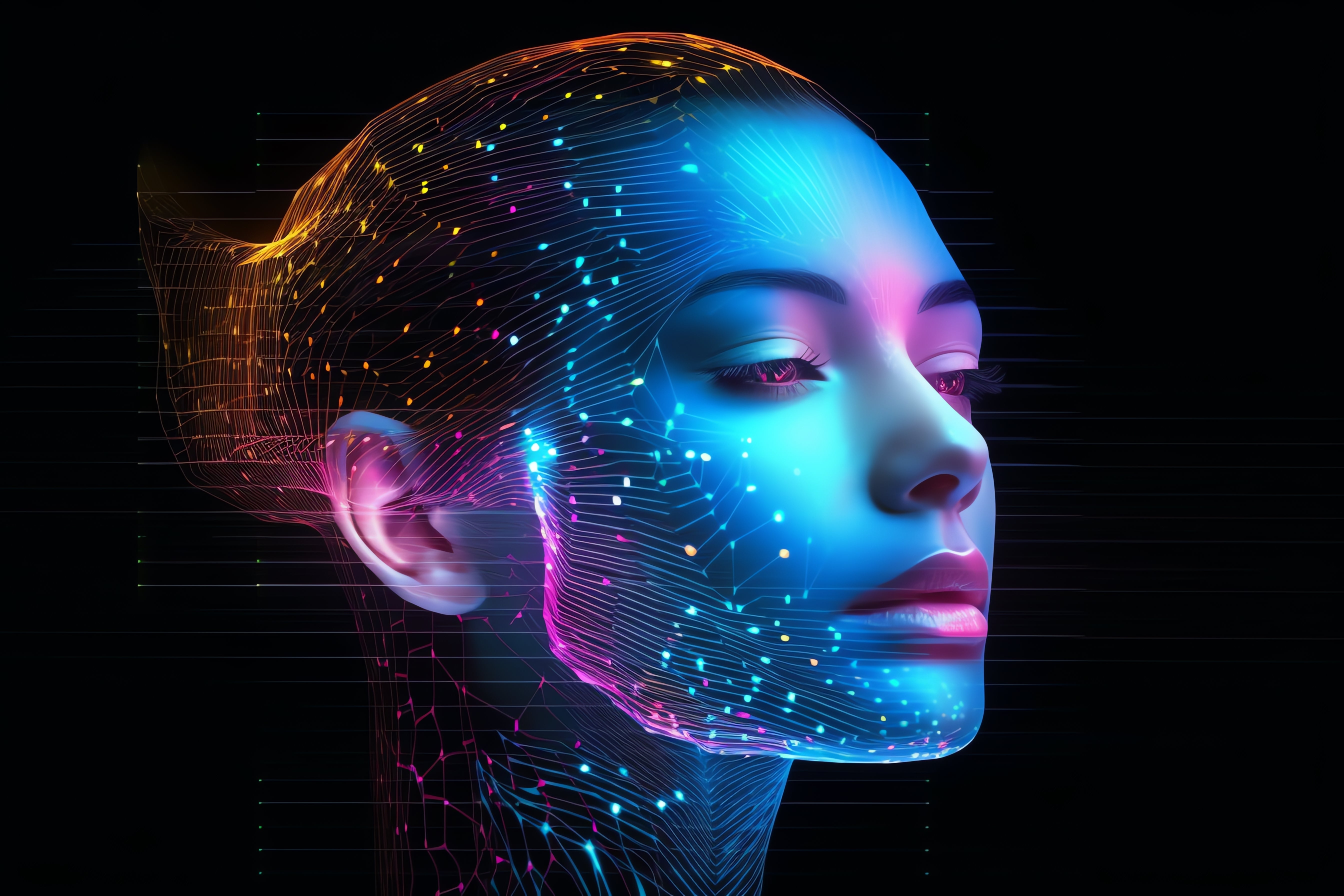 Vinyl Decal,Futuristic Technology Artificial Intelligence Canvas Print, 5 x 7 or 8 x 10 Inch Unframe