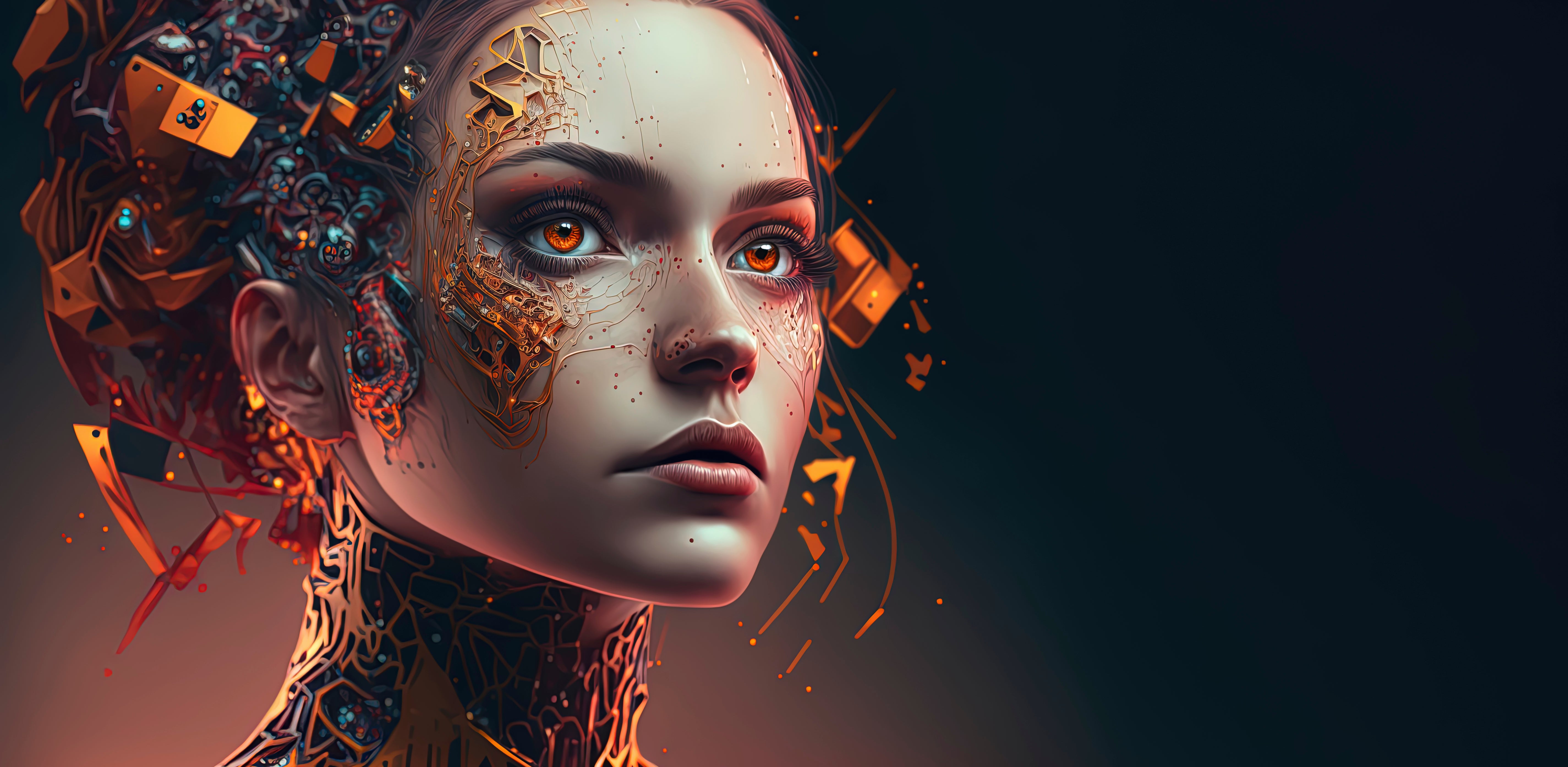 Vinyl Decal,Futuristic AI Cyborg Woman Wall Art Poster Sci-Fi Decor, 5 x 7 or 8 x 10 Inch Unframed P