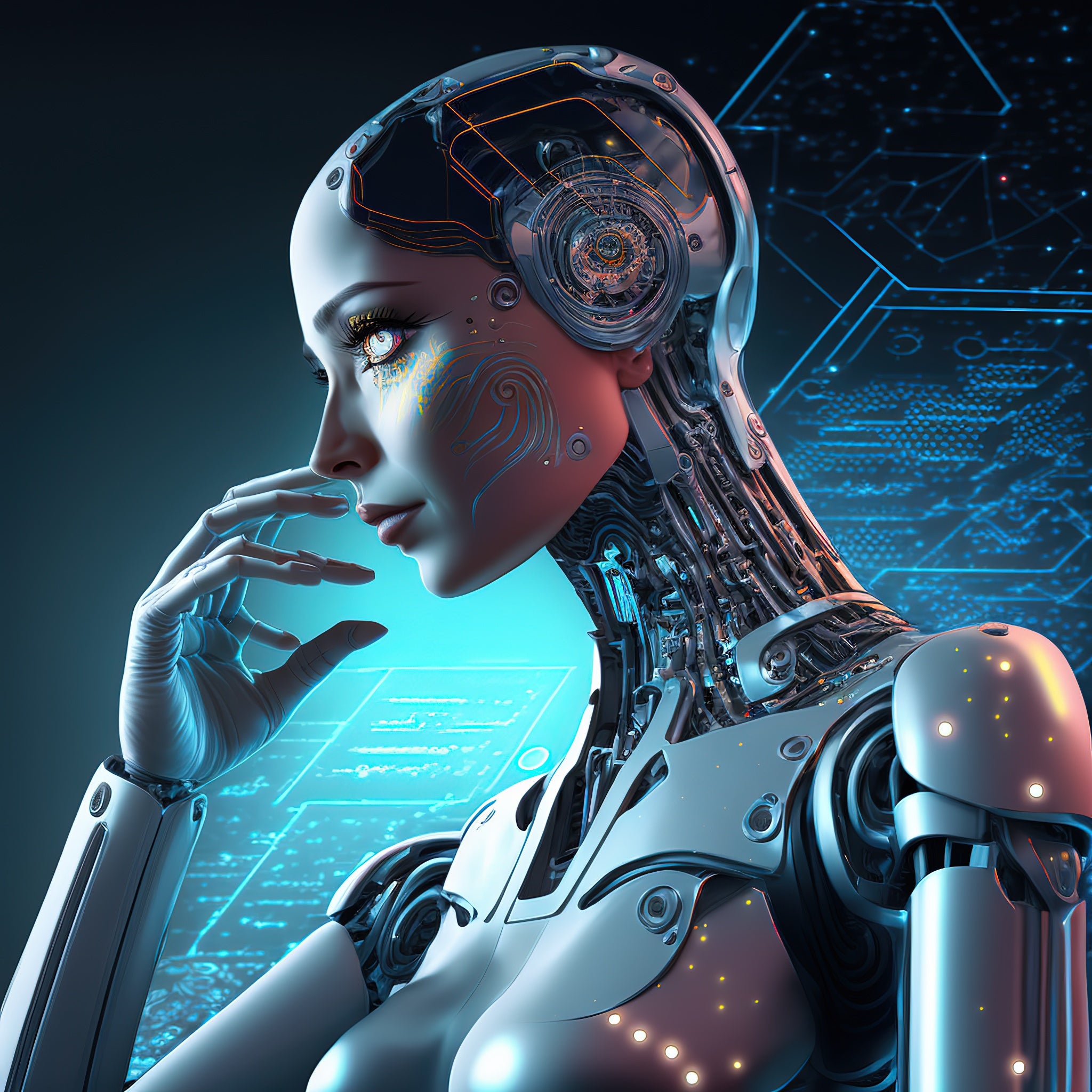 Vinyl Decal,Futuristic AI Robot Woman Wall Art Poster Modern Sci-Fi Decor, 5 x 7 or 8 x 10 Inch Unfr