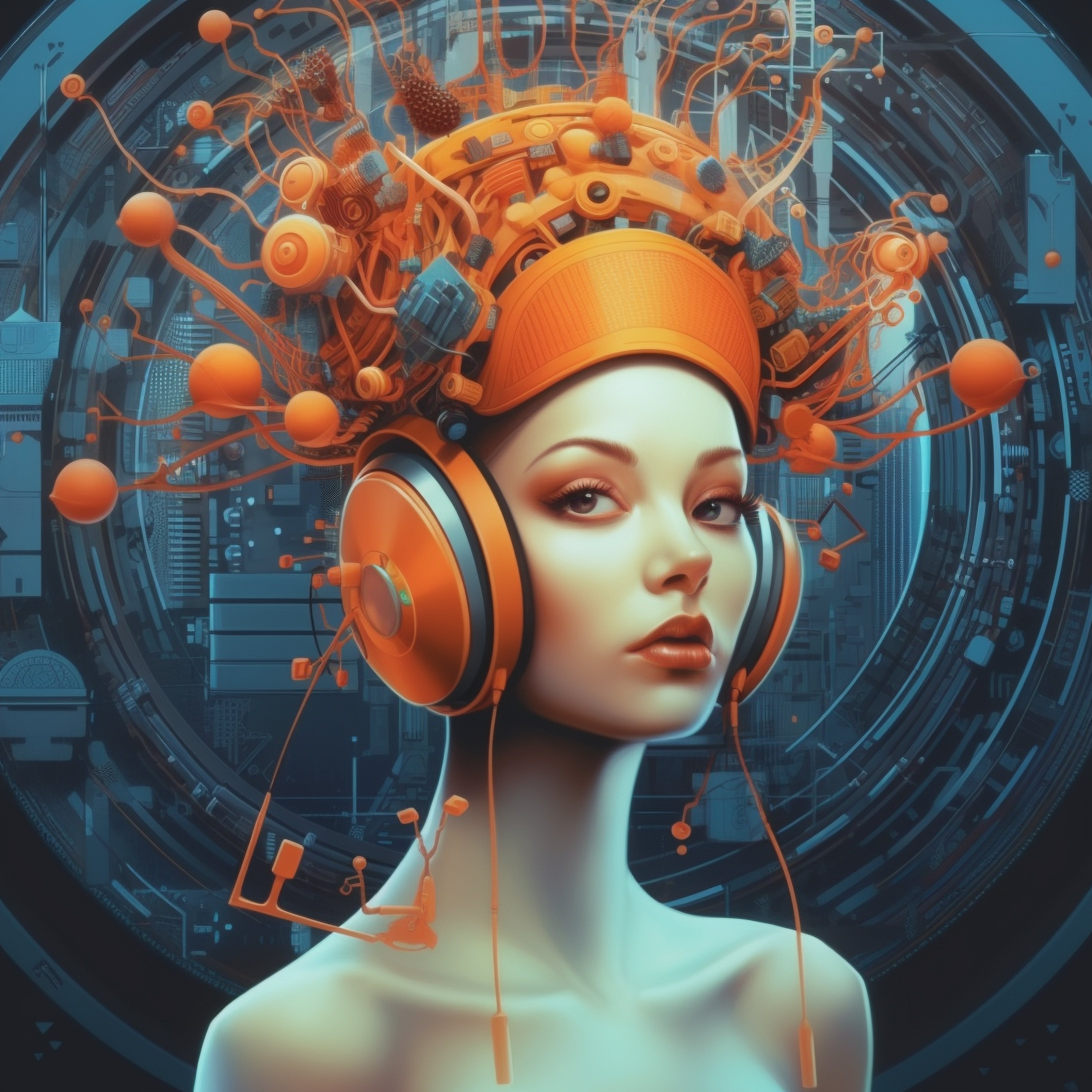 Vinyl Decal,Cybernetic Muse Sci-Fi Wall Art Poster, 5 x 7 or 8 x 10 Inch Unframed Poster for Home, O