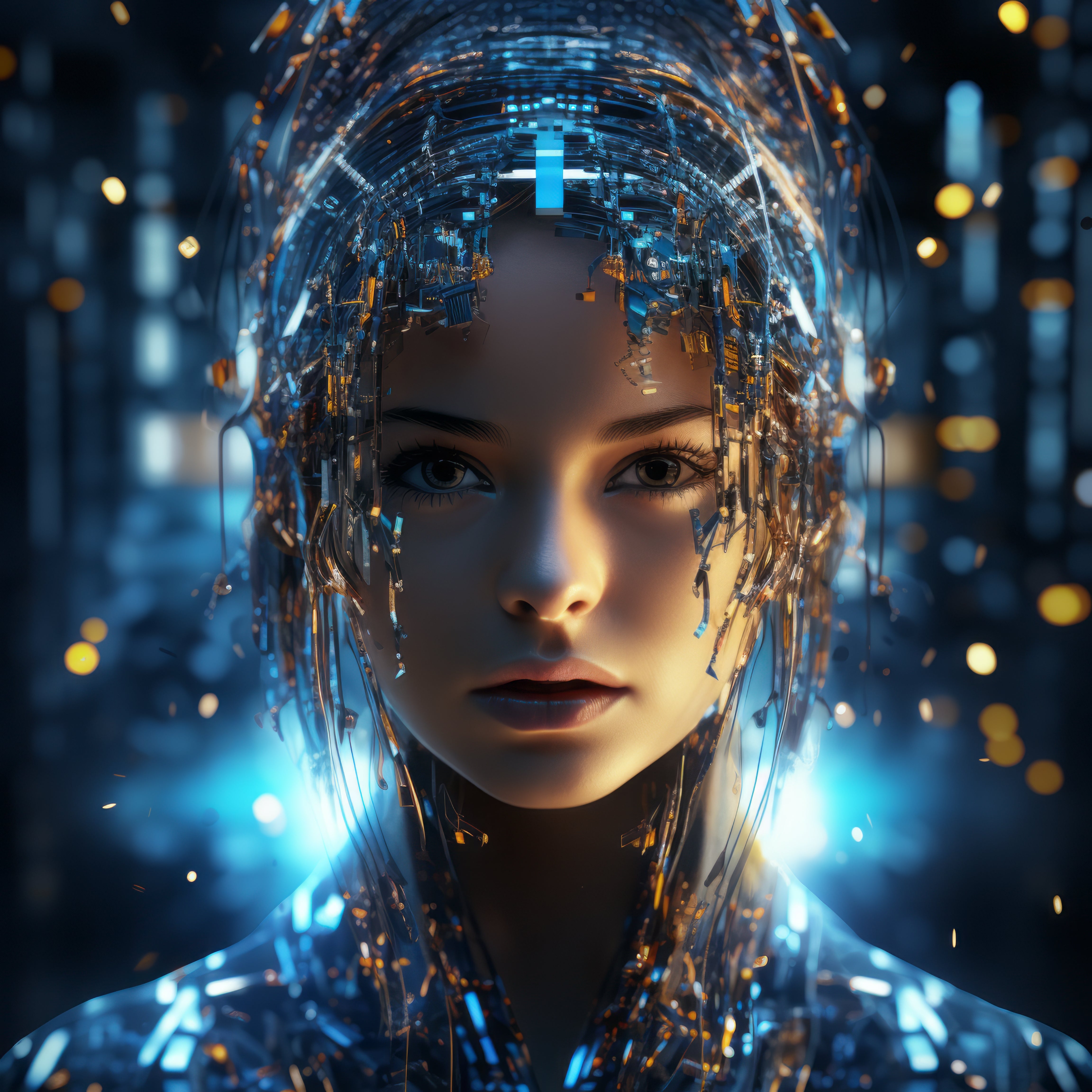 Vinyl Decal,Futuristic AI Woman Digital Art Poster Sci-Fi Cyberpunk Wall Decor, 5 x 7 or 8 x 10 Inch