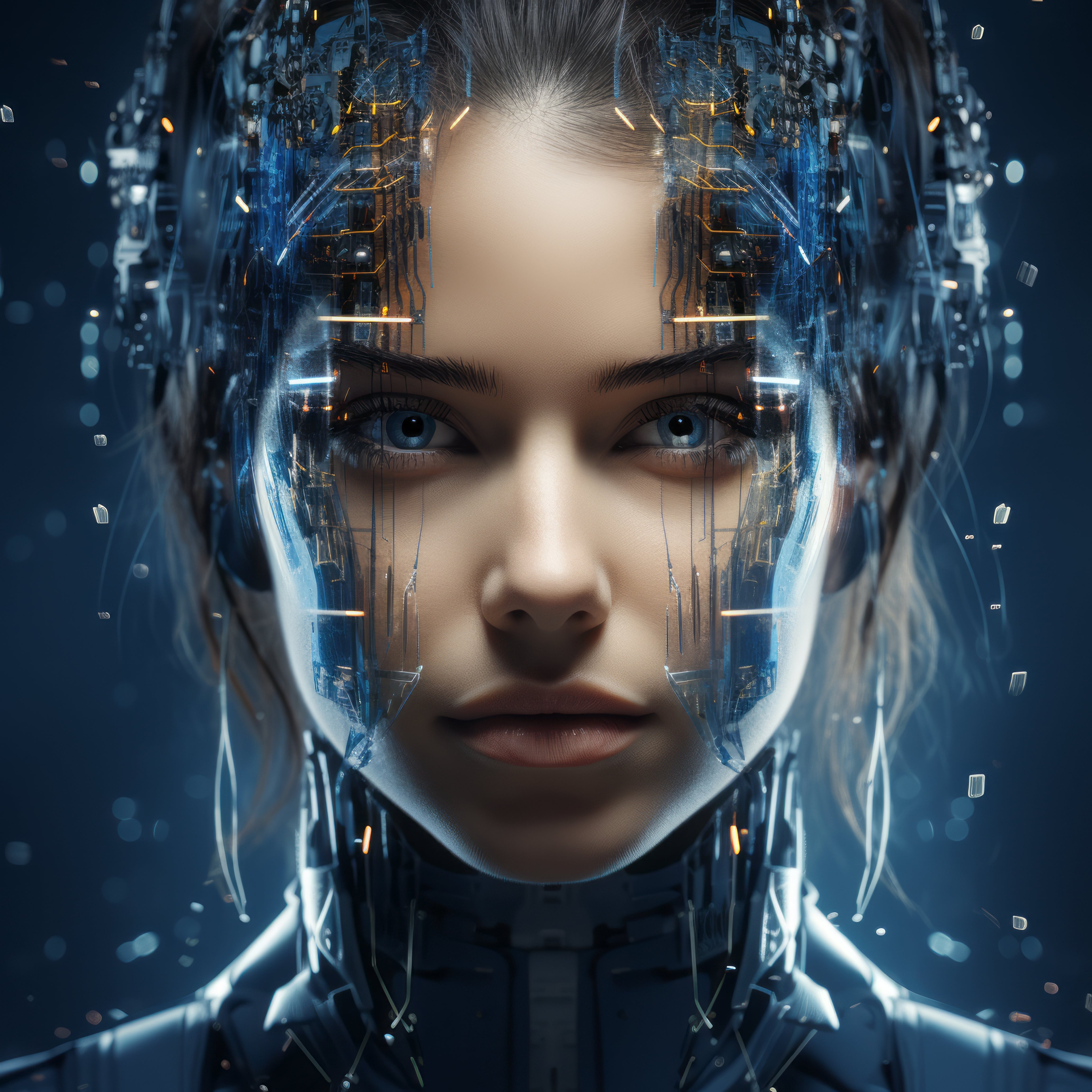 Vinyl Decal,Futuristic Female Robot Wall Art Poster AI Generated Sci-Fi Technology, 5 x 7 or 8 x 10 