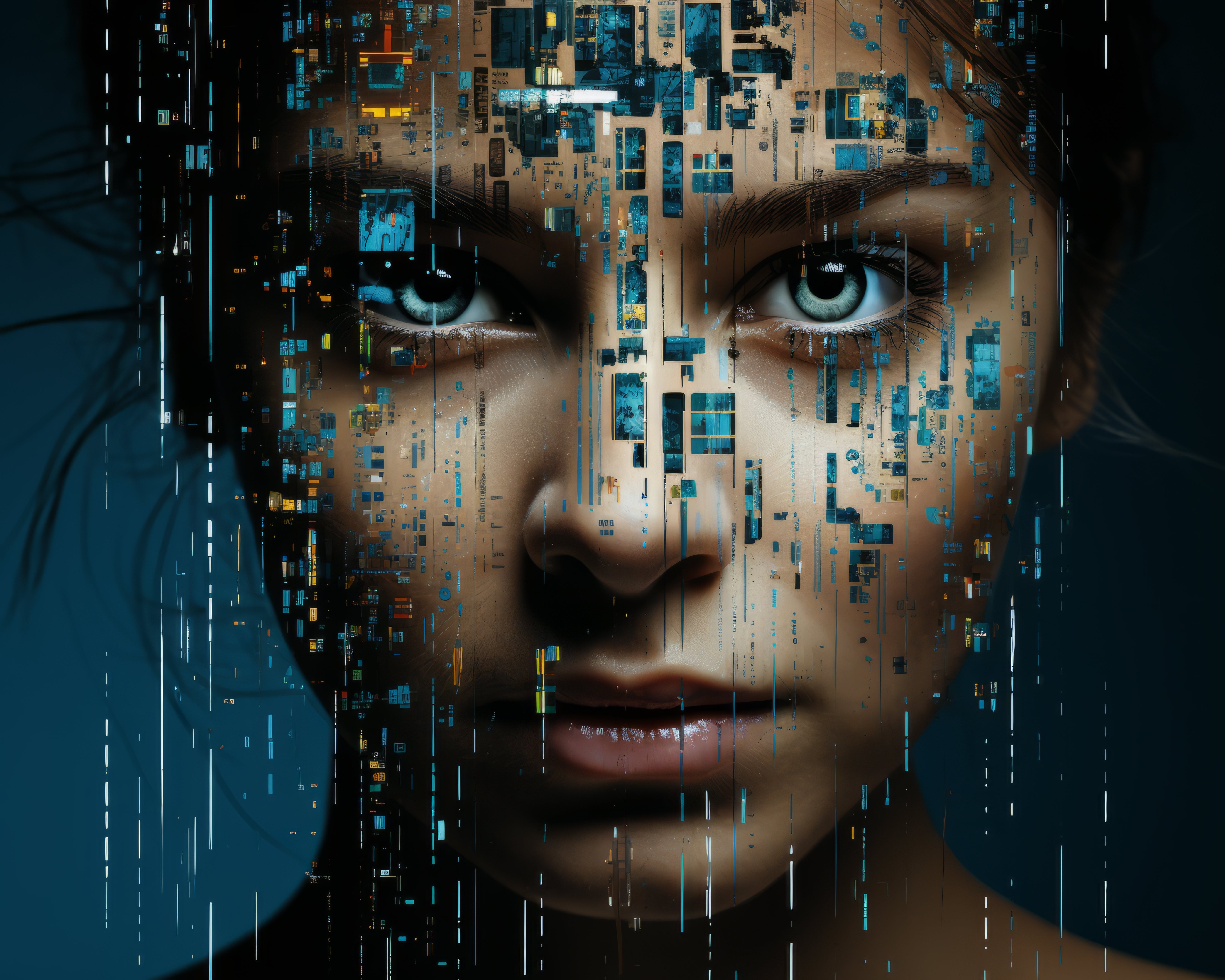 Vinyl Decal,Futuristic AI Woman Digital Art Poster Wall Decor, 5 x 7 or 8 x 10 Inch Unframed Poster 