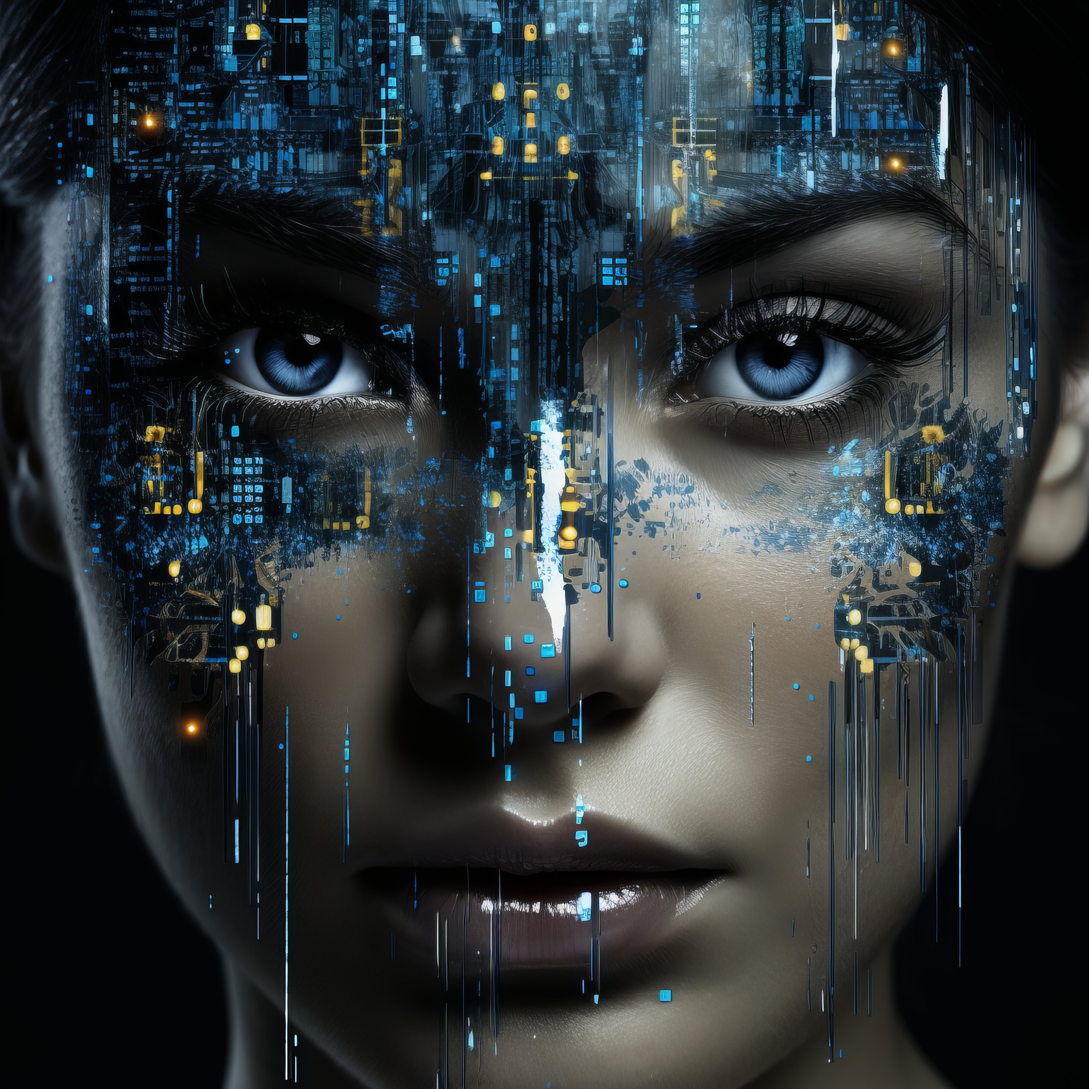 Vinyl Decal,AI Robot Portrait Modern Sci-Fi Wall Art Poster, 5 x 7 or 8 x 10 Inch Unframed Poster fo