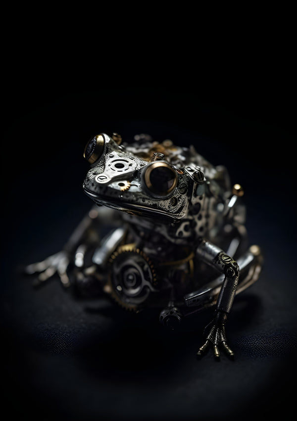 Vinyl Decal, Steampunk Robot Machine Mechanical Frog Collectible Figurine (5" x 7")