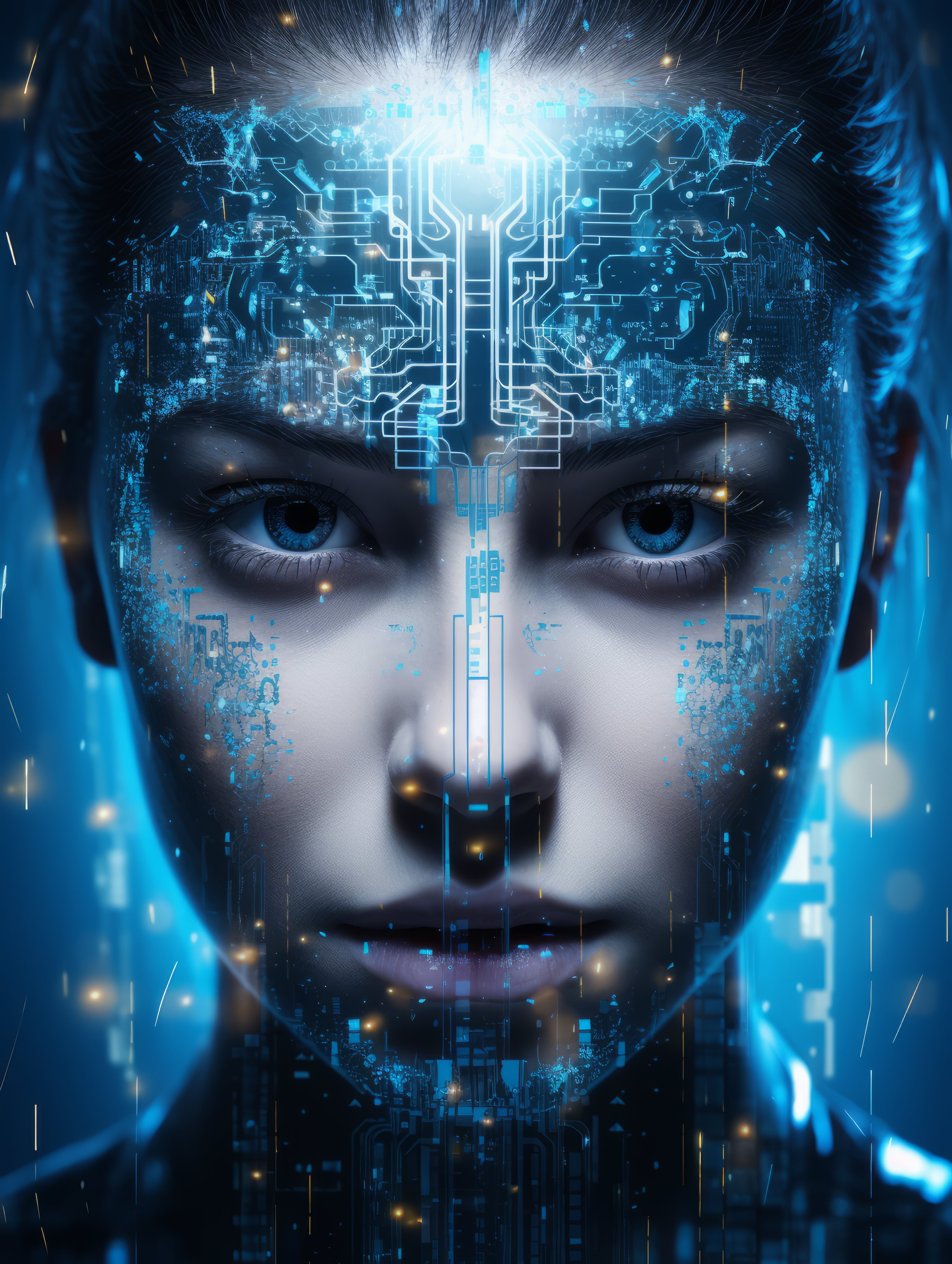 Vinyl Decal,Futuristic AI Woman Wall Art Poster | Modern Sci-Fi Technology Home Decor, 5 x 7 or 8 x 