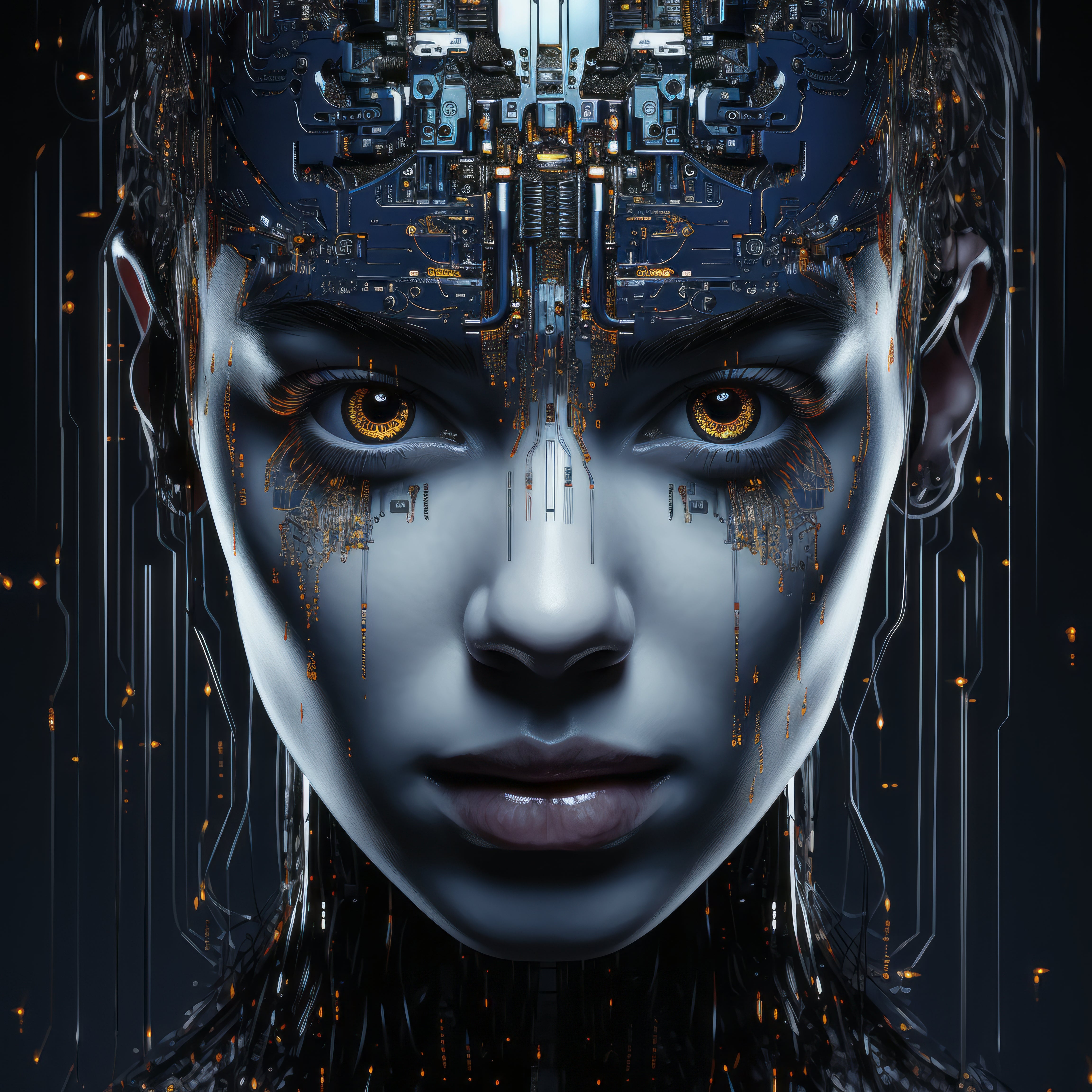 Vinyl Decal,Futuristic AI Robot Face Wall Art Poster Cybernetic Technology Home Decor, 5 x 7 or 8 x 