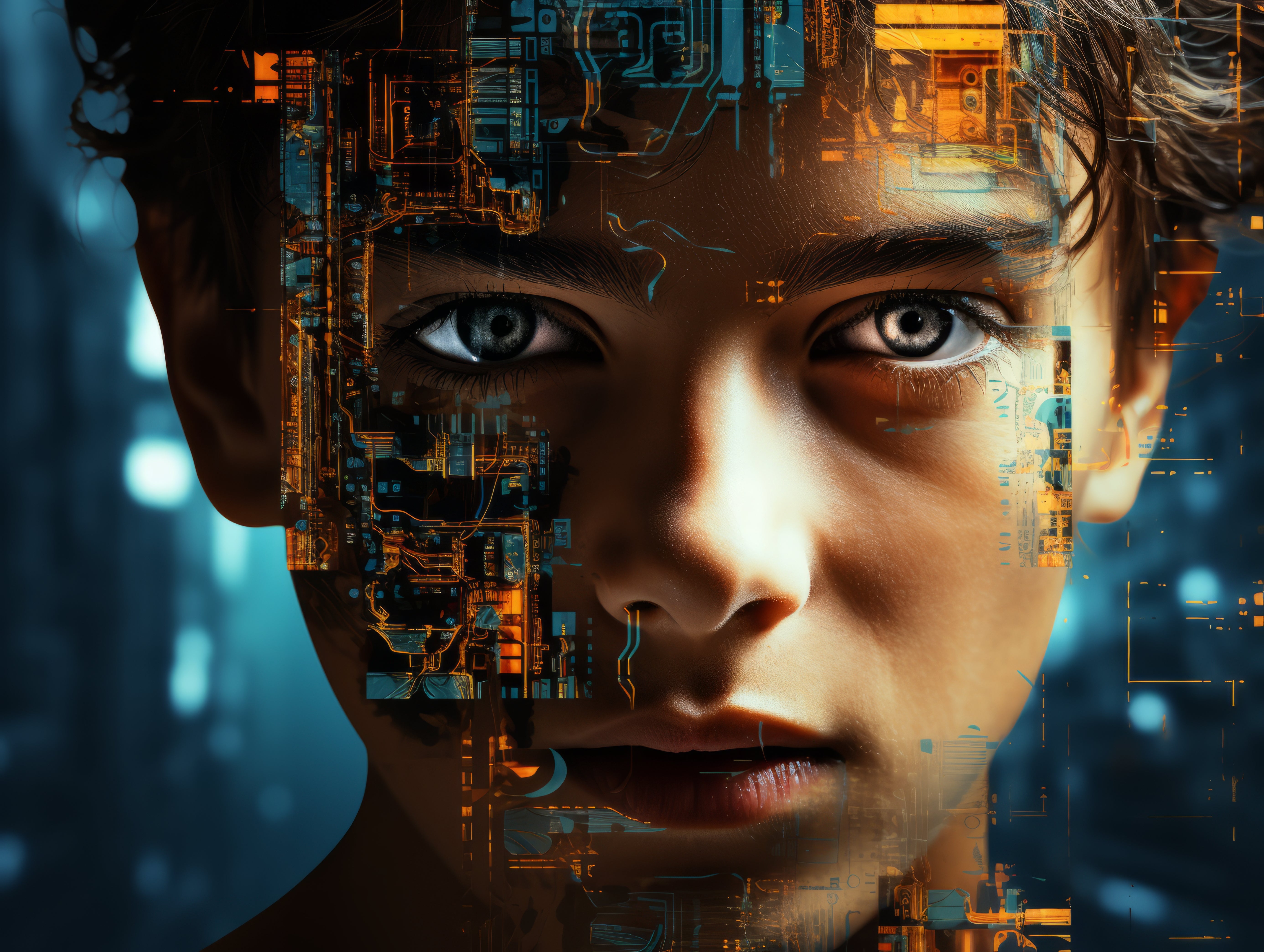 Vinyl Decal,Futuristic AI Human Face Wall Art, 5 x 7 or 8 x 10 Inch Unframed Poster for Home, Office