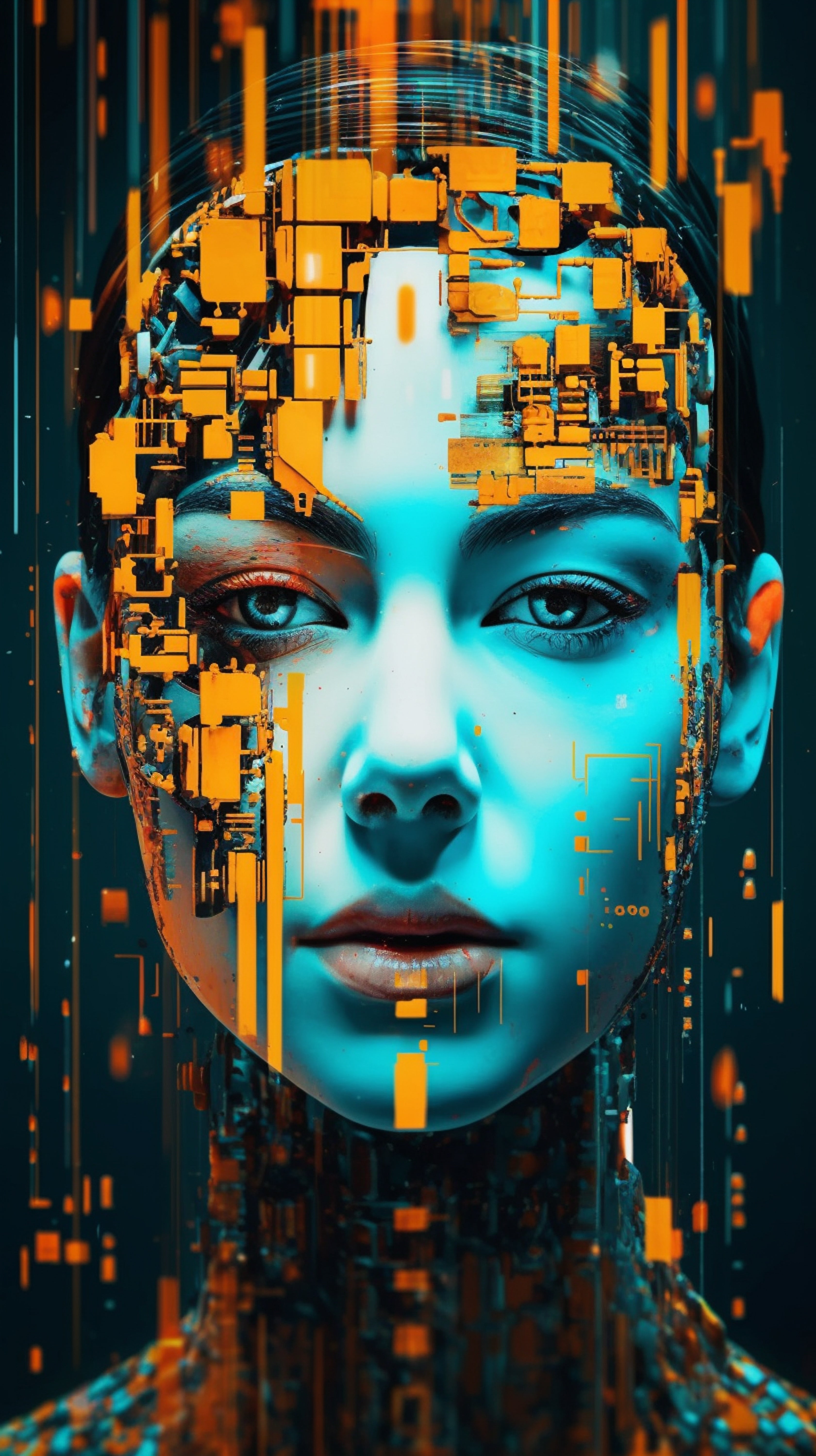 Vinyl Decal,Futuristic Woman Wall Art Poster Modern Sci-Fi Decor Digital Portrait Print, 5 x 7 or 8 