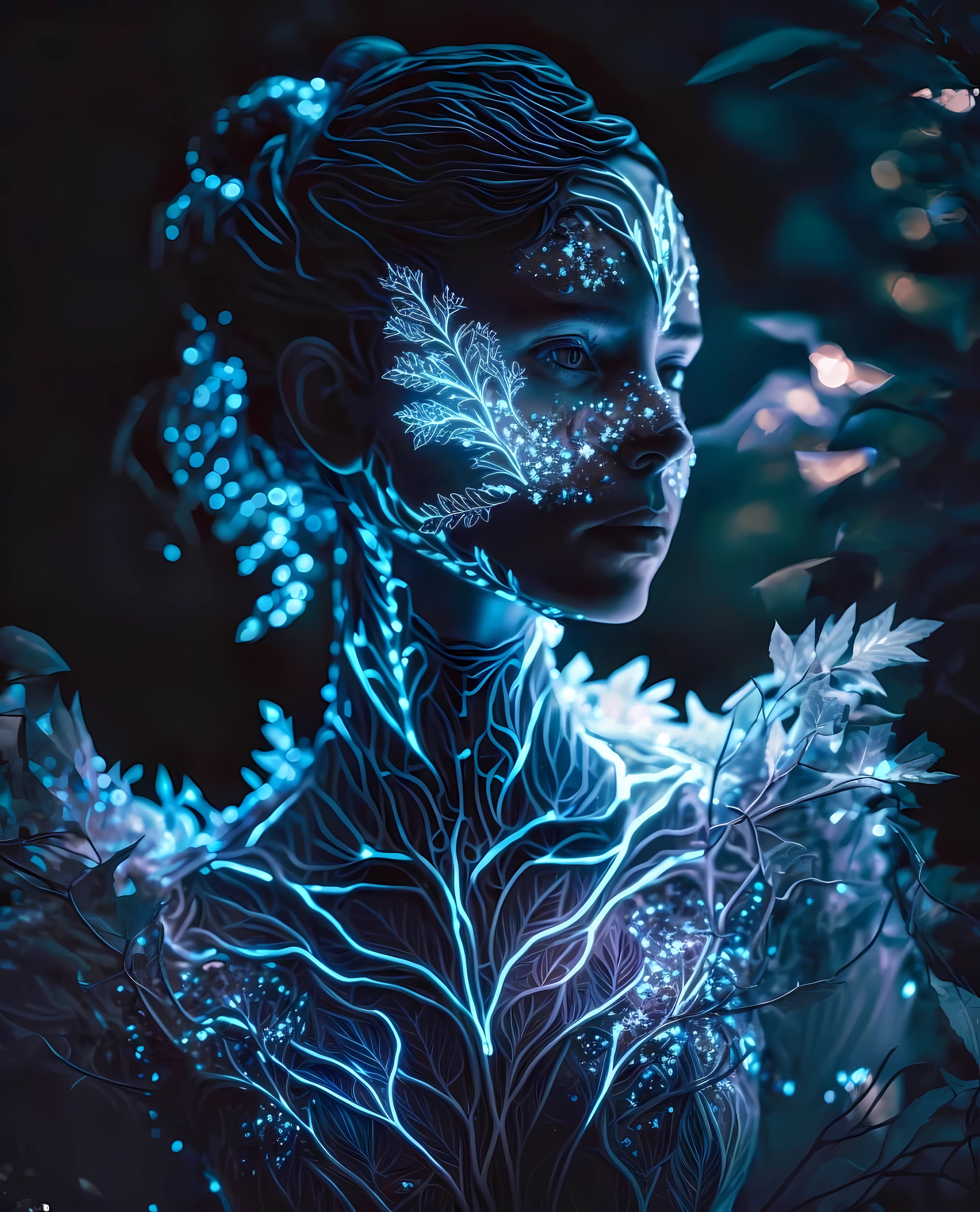 Vinyl Decal,Neon Blue Bioluminescent Nature Spirit Wall Art Poster Print, 5 x 7 or 8 x 10 Inch Unfra
