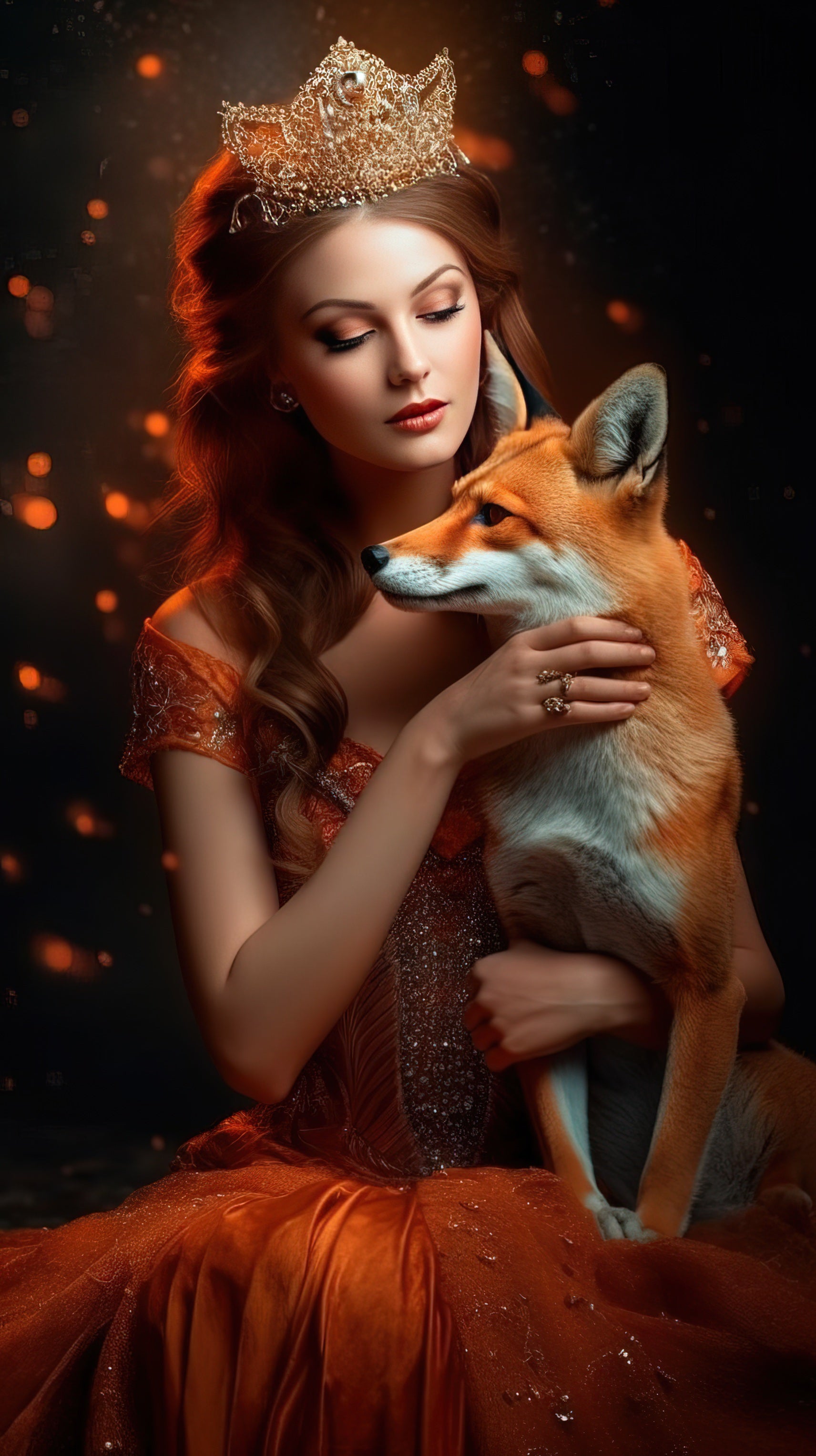 Vinyl Decal,Fantasy Art Mystical Lady and Fox Portrait, 5 x 7 or 8 x 10 Inch Unframed Poster for Hom