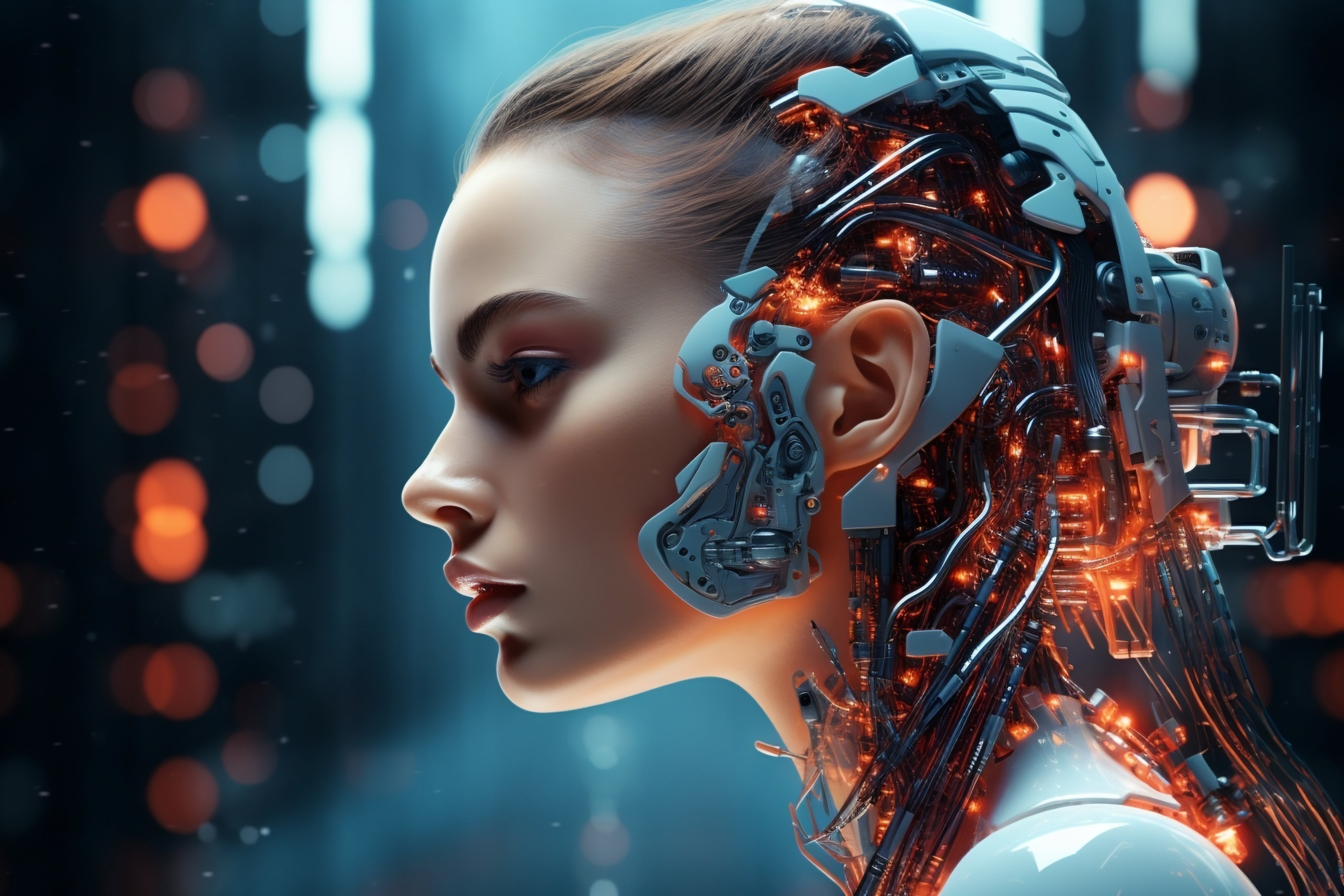 Vinyl Decal,Futuristic AI Woman Wall Art Poster Modern Sci-Fi Tech Decor, 5 x 7 or 8 x 10 Inch Unfra