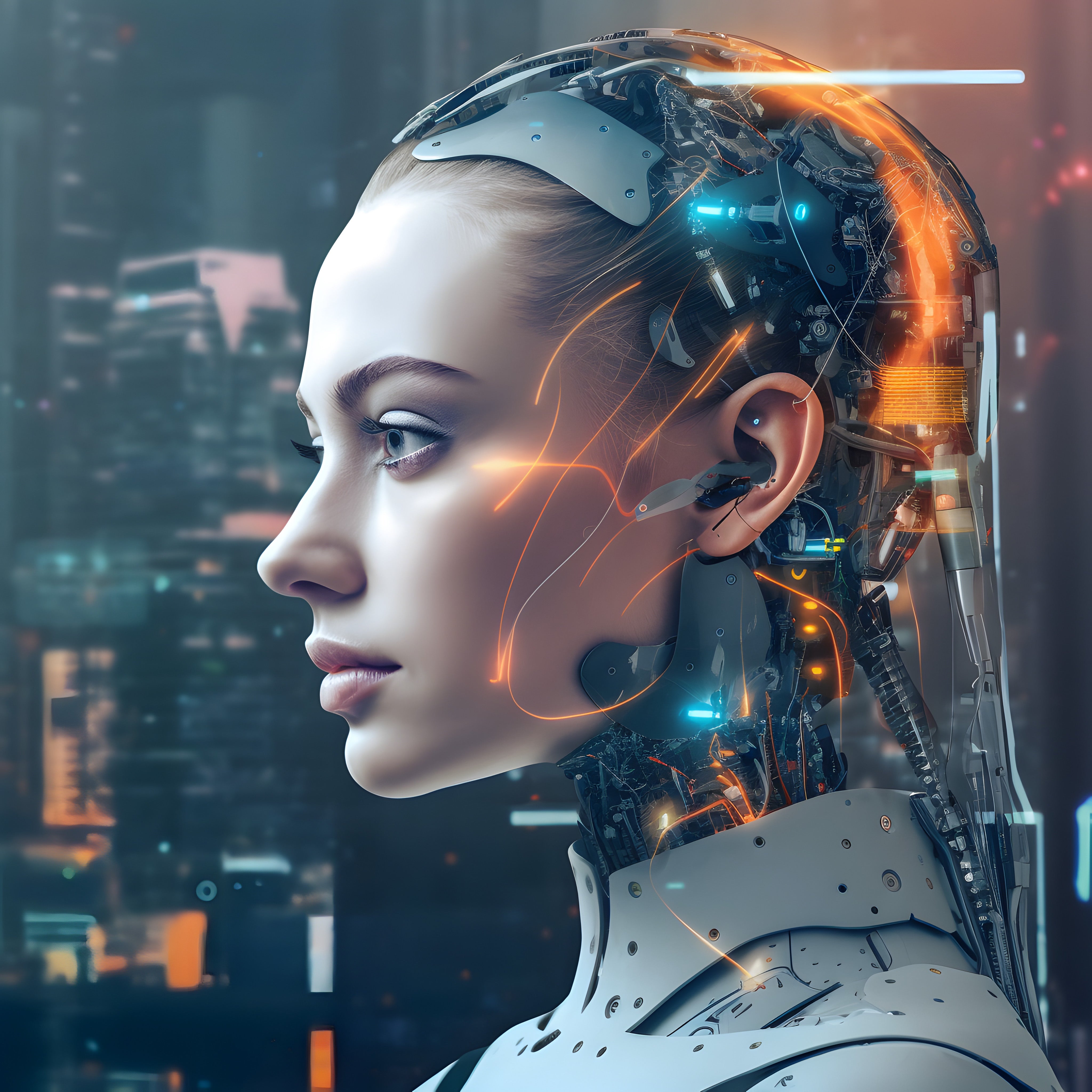 Vinyl Decal,Futuristic Female Robot Wall Art Poster Modern AI Technology Decor, 5 x 7 or 8 x 10 Inch