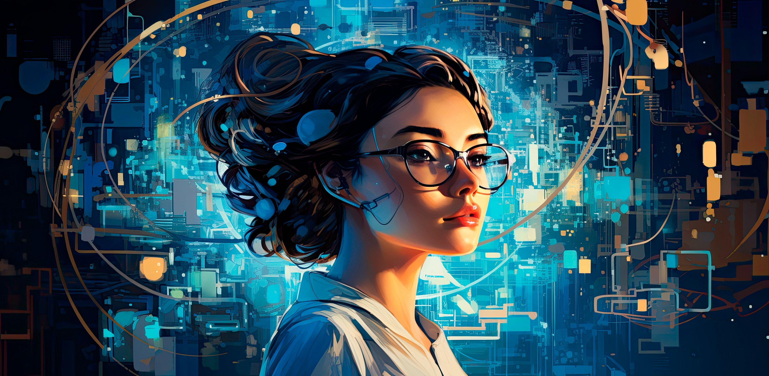 Vinyl Decal,AI Woman Art Digital Portrait Futuristic Technology Wall Decor, 5 x 7 or 8 x 10 Inch Unf